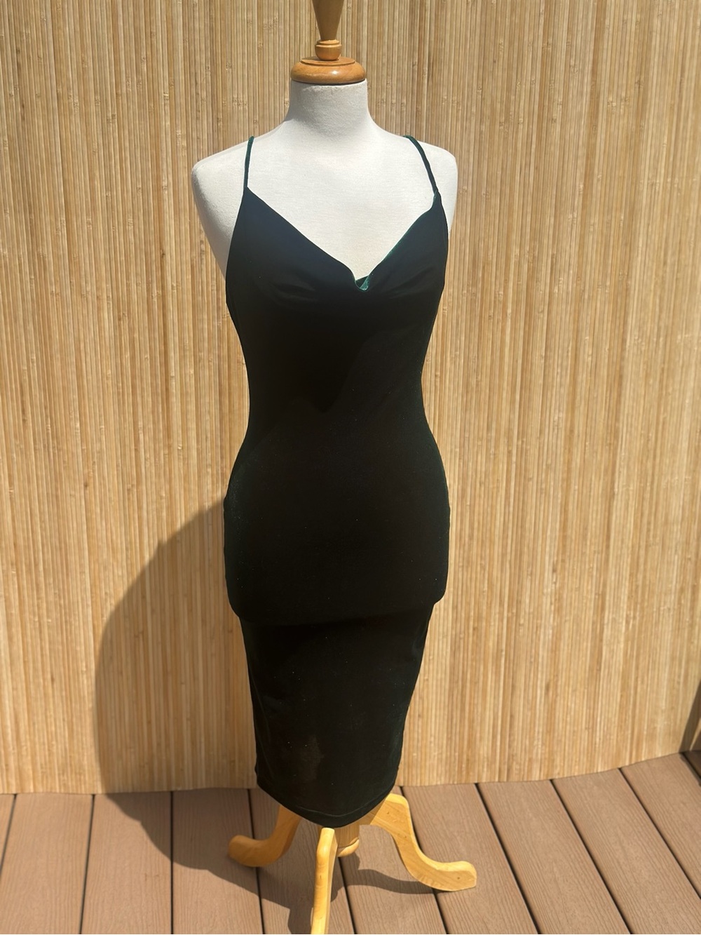Lulu's Black Slip Midi Dress with Spaghetti Straps